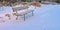 frozen empty park bench standing in Kumla Park