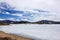 Frozen but extremely scenic and serene Lake Dillon in early spring, Colorado, USA