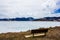 Frozen but extremely scenic and serene Lake Dillon in early spring, Colorado, USA