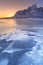 Frozen fjord on the Lofoten in northern Norway