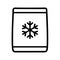 Frozen food bag vector icon. LDPE plastic illustration sign. Blank plastic bag snack packaging line symbol.