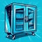 Frozen Food Cabinet Illustration In Graphic Comic Book Style