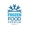 Frozen food premium product, label for freezing with snowflake vector Illustration