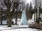 Frozen fountain, village Karlova Studanka, Czech republic, Europe