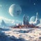 Frozen Frontier: Majestic Extraterrestrial Mountain Landscape