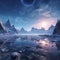 Frozen Frontier: Majestic Extraterrestrial Mountain Landscape