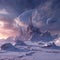 Frozen Frontier: Majestic Extraterrestrial Mountain Landscape