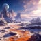 Frozen Frontier: Majestic Extraterrestrial Mountain Landscape