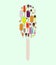 Frozen fruit Juice Popsicles 3d vector icon. Popsicle ice cream. Ice lolly cut out collage.