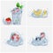 Frozen Fruits and Water Splash illustrations Set