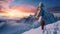 Frozen Fury: Majestic Sunrise On Snowy Mountain