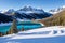Frozen Gaube Lake (Lac de Gaube) and altitude of the sea level information in the French Pyrenees, in the