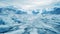 Frozen Glacier Under Polar Sky - Aerial View 3d Render Stock Photo