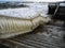 Frozen handrails on the coast increased humidity