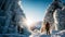 Frozen Horizon: Surreal Mountaineer In Annapurna Iv Canyons