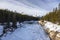 Frozen Ice Floating on North Saskatchewan River in Canadian Rocky Mountains, Banff National Park