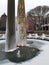 Frozen ice on the fountain of Centennial Square in Victoria