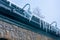 Frozen ice on roof and lamp at winter Niagara Falls