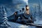 Frozen journey Steam locomotive depicted in a winter forest, digital artwork