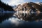 Frozen Kolsay lake in Tien-Shan mountains