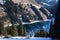 Frozen Kolsay lake in Tien-Shan mountains