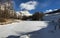 Frozen lake and Cervino mountain