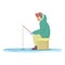 Frozen lake fishing icon cartoon vector. Winter hole