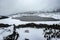 Frozen lake at himalayan mountains at day from flat angle