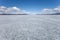 Frozen Lake Laberge, Yukon T., Canada