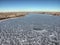 A frozen Lake Madison seen from above by Drone in Winter