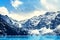 Frozen lake Morskie oko with mountain landscape