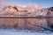 Frozen lake in the mountains in Iceland