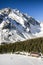 Frozen lake Popradske pleso in High Tatras, Slovakia