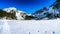 Frozen lake Popradske pleso in High Tatras, Slovakia