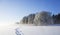 Frozen lake with shoe prints