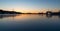Frozen lake in Stockholm sunset