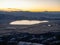 Frozen Lake at sunrise in Washoe Valley Nevada.