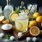 Frozen lemon drink, vodka, caster sugar, squeezed lemon, ice, drinks concept