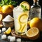 Frozen lemon drink, vodka, caster sugar, squeezed lemon, ice, drinks concept