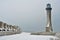 Frozen lighthouse landscape