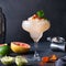 Frozen Mezcal or mescal Paloma cocktail with grilled grapefruit