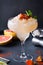 Frozen Mezcal or mescal Paloma cocktail with grilled grapefruit