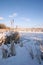 Frozen Mississippi River wetlands