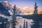 Frozen Moraine Lake in Canada