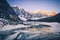 Frozen Moraine Lake in Canada