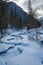 Frozen mountain river in winter, Tatra Mountai