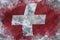 Frozen national flag of switzerland. Closeup of grunge Swiss flag