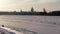 Frozen Neva River Isaak Cathedral in St. Petersburg in winter