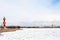 frozen Neva river with Rostral Column and Fortress