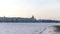 Frozen Neva River in St. Petersburg in winter